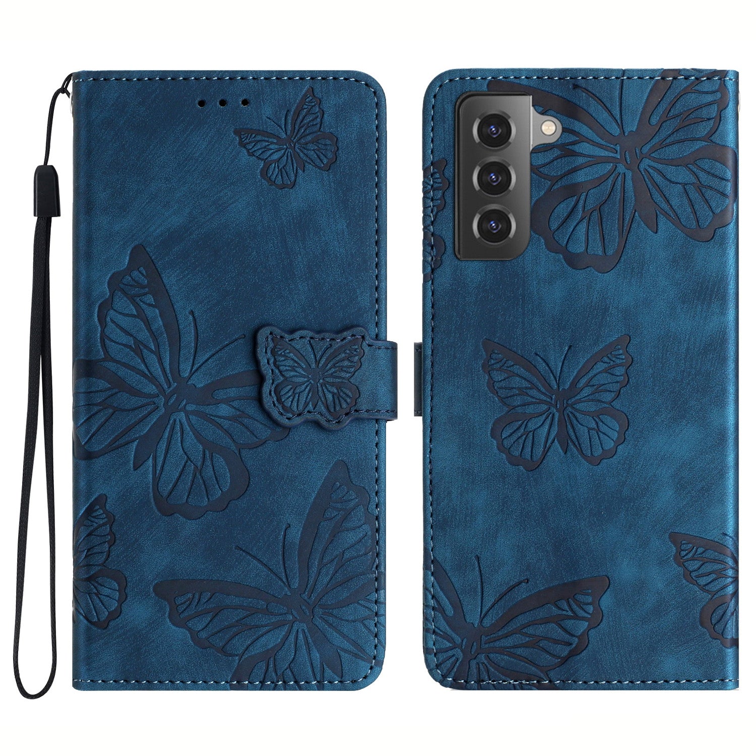 For Samsung Galaxy S22 5G Skin-Touch Phone Case Butterfly Imprinted Leather Phone Cover with Wallet For Samsung Galaxy S22 5G Skin-Touch Phone Case Butterfly Imprinted Leather Phone Cover with Wallet